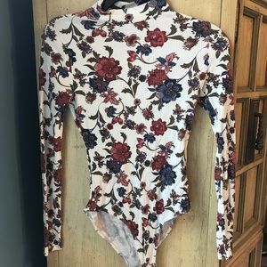 F21 Floral Turtleneck Bodysuit